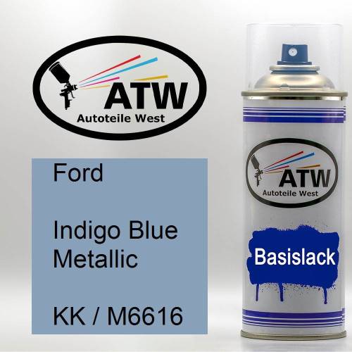 Ford, Indigo Blue Metallic, KK / M6616: 400ml Sprühdose, von ATW Autoteile West.